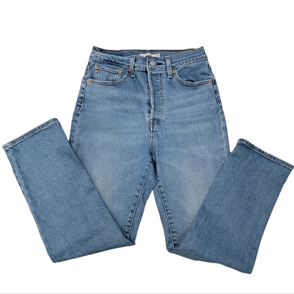 Levi’s Women’s Wedgie Straight Leg High Rise Blue Denim Button Fly Retro… - Picture 6 of 15